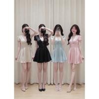 ราคา BIGSIZE FAT CAT __ SHORT-SLEEVE SILK DRESS WITH LACE AND LADYS BOW FORM BIGSIZE 60-95kg (50416053195)