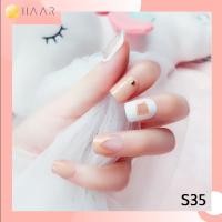 ราคา HAAR เล็บปลอม นิ้ว มือ S35 เล็บเจล อะคริลิก แฟชั่น สำเร็จรูป สไตล์ เกาหลี 24 ชิ้น พร้อม กาว, สติ๊กเกอร์ซิลิโคน, แผ่นเ... (3534776447)