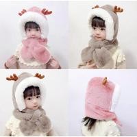 ราคา หมวกไหมพรมเด็กบุขนเขากวาง หมวกสไตล์เกาหลีน่ารักมาก พร้อมผ้าพันคอ - หมวกไหมพรมเด็กสวยๆ (56861655016)