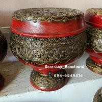 ราคา บาตรไม้ บาตรน้ำมนต์ ทำจากไม้แท้ แบบเขียนทองเก่า (6449805475)