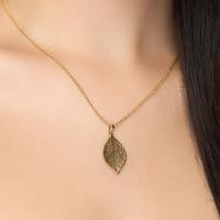 ราคา Royal Orchid collection สร้อยคอจี้ใบยางพาราชุบทอง (23342638344)
