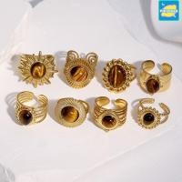ราคา NIUYO Eye Stone Ring, Gold Color Sun Heart Motif Finger Open Rings, Adjustable Metal Geometric Rings (53264636608)