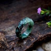 ราคา แหวนหยกพม่าแท้100%แหวนหยกเขียวแกะสลัก เบอร์ 67 mm. (46312525656)