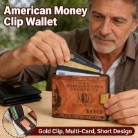 ราคา American personality gold money clip multiple cards wallet short men's European and American brands. (40132928665)