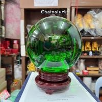 ราคา ลูกแก้วสีเขียว ใหญ่ พร้อมฐานไม้ 10/12/15/20 cm./ ลูกแก้วพญานาค.(แพ๊คหนาใส่กล่อง) มีหน้าร้าน คริสตัล ลูกแก้วสี crystal (24137626892)
