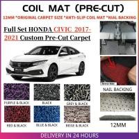 ราคา Honda civic 2017-2021 12MM เล็บ Spike ที่กําหนดเอง PRE CUT พรมรถยนต์ Karpet รถคอยล์แผ่นปูพื้น [5 ชิ้น] Kereta Karpet Kapet (51153901028)