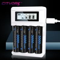 ราคา CK เครื่องชาร์จแบตเตอรี่ 1.2V AA/AAA 3000/1100 mAh หน้าจอ LCD USB 4 ช่อง ที่ชาร์จ (23252262504)