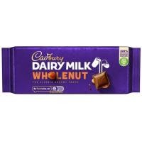 ราคา แคดบิวรีช็อกโกแลตนมผสมถั่วฮาเซลนัท 180กรัม Cadbury Dairy Milk Wholenut Chocolate 180g. [หมายเลขบาร์โค้ด 7622201783396] (42281965852)