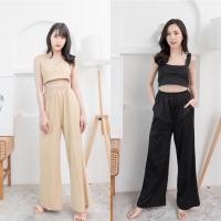 ราคา Miki set เซ็ตครอปผ้ายืด + กางเกงขายาว สี ขาว ดำ เบจ (7142490845)