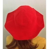 ราคา pjkcrochetie หมวกถักปีกกว้าง สีแดง ถักโครเชต์ (ปีก 8 เหลี่ยม) #036 (1864760761)