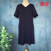 ราคา Uniqlo เดรสทำงาน มือสอง แบรนด์ญี่ปุ่นแท้% Size L (อก 37“) สีกรมเข้ม มีกระเป๋าข้าง L 105 (44175685801)