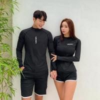 ราคา (ลดแรง ⚡️) ชุดว่ายน้ำคู่รัก แขนยาว พร้อมกางเกงขาสั้น ทรงBasic สีดำ แบบเรียบ Rashguard ทรงใส่สบาย เก็บหุ่นสวย (25059257037)