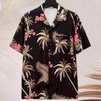 ราคา เสื้อเชิ้ตฮาวาย ลายต้นมะพร้าวฮาวาย (พื้นสีดำ) ผ้าไหมอิตาลี (41250787566)