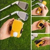 ราคา Dal PU Leather Golf Balls Storage Bag with Metal Buckle Pocket Leather Golf Balls Bag (55314959352)