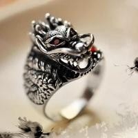ราคา [SS] แหวนหัวมังกรฝังเพชร CZ ชุบเงิน สไตล์วินเทจ ถูกสุดๆ (58062293387)