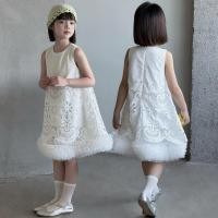 ราคา ชุดเดรสลูกไม้สีขาวสำหรับเด็กผู้หญิง เจ้าหญิงใหม่สำหรับฤดูร้อน ชุดเดรสแขนกุดสำหรับเด็ก ชุดเดรสผ้าทูลล์ที่มีสไตล์ (46014964741)