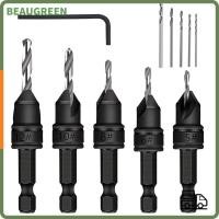 ราคา BEAUGREEN Countersink เจาะชุด Bit, 5 เปลี่ยนดอกสว่านกรวยฮาร์ดแวร์เครื่องมือสกรู Pilot Drill Bits, Universal เจาะรูนักบินปฏิบัติชุดเปิด (54414710391)