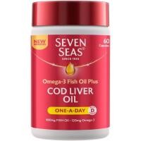 ราคา Seven Seas Cod Liver Oil One-A-Day Omega-3 Fish Oil and Vitamin D, 60 แคปซูล, 2 เดือนซัพพลาย (43432834446)