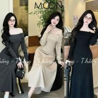ราคา ชุดเดรสขนสัตว์เปิดไหล่ดอกไม้นูนแขนยาว MAXI Shape X58 FALL-Winter Party Gown Dress, SOFT, BEAUTIFUL, GOOD STRETCH (28968965205)