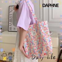 ราคา DAPHNE Tote Bags, Vintage Floral Handbags Shoulder Bag, Style Large Capacity Cotton Fabric Shopping Bags Ladies (58164300998)