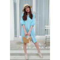 ราคา ชุดผ้าฝ้าย ชุดพื้นเมือง เดรสผ้าฝ้ายแขนบอลลูนสีฟ้า (3790047654)