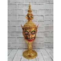 ราคา พระพรหม เศียรครู ขนาดกลาง งานกระดาษ ปิดทอง ประดับเพชร พร้อมฐานวางตีลายประดับเพชร ของที่ระลึก ของแต่งบ้าน หัวโขน (15025112299)