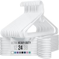 ราคา NEATERIZ ไม้แขวนเสื้อหนาสําหรับงานหนัก - ไม้แขวนเสื้อพลาสติกสีขาว 24 แพ็ค - เหมาะสําหรับไม้แขวนเสื้อ, แจ็คเก็ตกางเกงยีนส์และสูทสําหรับตู้ผ้า - สิ่งจําเป็นใหม่ Percheros Ganc (52312968999)