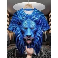 ราคา เสื้อยืดลายสิงโตสำหรับผู้ชายไซส์ใหญ่ แขนสั้น คอกลม เสื้อยืดลายสิงโตแบบใหม่สำหรับผู้ชาย (54016081843)