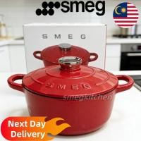 ราคา 24 ซม.หม้อสีแดง Smeg Collection หม้อ Pan Periuk เคลือบเหล็กหล่อพร้อมฝาปิด วัสดุ Periuk Untuk เตาเตาแม่เหล็กไฟฟ้าเตาอบ (45816266249)