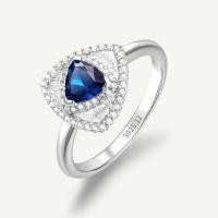 ราคา FANCIME Trinity Textured Silver Ring in Created Sapphire (51612791619)