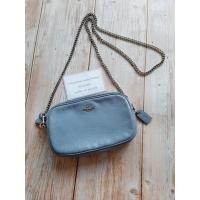 ราคา กระเป๋า coach สีฟ้า 2 ซิป สายโซ่ ครอสบอดี้ มือสอง (18751440332)
