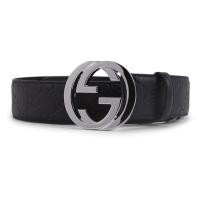 ราคา พร้อมส่งในไทย ของแท้ 100 % Gucci Signature Leather Belt with Interlocking G Buckle (Black) (54060213405)
