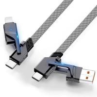 ราคา [2-Pack] 60W Multi Charger Cable 6FT, 4 in 1 USB C Cable Fast Charging Cord, Flat Braided Dual Type C &amp; Lightning Multi Charger สําหรับ iPhone 17 16 15 Pro Max/Air, Samsung S24 S2 (45116206306)