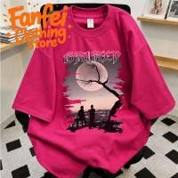 ราคา COD Fanfei เสื้อยืดผู้ชาย Oversizeเสื้อยืดหลวมสีชมพู ลายต้นไม้คำว่ากาแล็กซี แนวไซไฟย้อนยุค ใส่ลำลอง (46516342565)