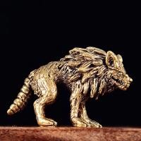 ราคา Vintage ทองเหลือง Wolf King รูปปั้น Wildlife สัตว์ประติมากรรม Miniature Figurine Feng Shui Desktop Home Office Decor (58065795416)