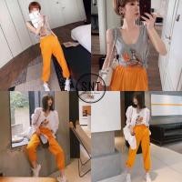 ราคา เซทเสื้อกล้ามกางเกงวอร์มสีส้ม ชุดวอร์มเกาหลี (2302653439)