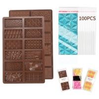 ราคา ช็อคโกแลตบาร์แม่พิมพ์ลึก,ซิลิโคนช็อคโกแลตแม่พิมพ์ที่มีถุง100ชิ้น,แบ่งชิ้นไม่ติดหนาช็อคโกแลตบาร์ขี้ผึ้งละลายแม่พิมพ์ (25086044682)