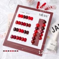 ราคา สีโทนแดง12สี Milan แดงเชอรี่ แดงกลิตเตอร์ แดงมะเหมี่ยว สีเจล เล็บเจล (26367936351)
