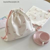 ราคา LFYH Pink Bowknot Print Travel Drawstring Makeup Bag Portable Skincare Organizer COD (53567255011)