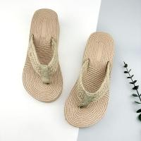ราคา รองเท้าส้นเตารีด Straw Travel Hemp-Soled รองเท้าแตะผู้หญิงเวอร์ชั่นเกาหลีอินเทรนด์สวมใส่กลางแจ้ง Flip-Flops แฟชั่นชายหาด Flip-Flo (48967312036)
