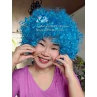 ราคา (สีฟ้า 1 อัน) วิกแอฟโฟร่ วิกผม ผมปลอม แอฟโฟร่ afro fancy afro wig m24 (25718626130)