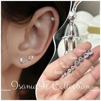 ราคา (2 ชิ้น/คู่) ZIRCON EARRINGS ROUND ปุ่ม ZIRCON RUSPROOF TITANIUM SIMPLE EARRINGS (48366426490)