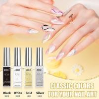 ราคา Gel Liner Art Polish Set 10ml, 4 สีสีดําสีขาวทองเงินออกแบบสีแปรงบางในขวดสําหรับ Swirl/Euphoria เคล็ดลับฝรั่งเศสแต่งเล็บ DIY ที่บ้าน (53664501220)