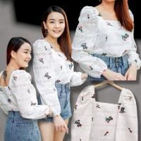 ราคา เสื้อคอตตอนปักฉลุ ปักลายดอกไม้น่ารัก งานฉลุอย่างดี (27977907063)
