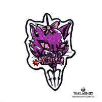 ราคา [ พร้อมส่ง ] ตัวรีดติดเสื้อ ลายแมว แมวนรก สีม่วง เท่ๆ แนวๆ Hell Cat Patch WOP งานปัก DIY ตัวรีด อาร์มติดเสื้อผ้า กระเป๋า (6370936896)