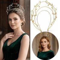 ราคา OKDEALS Crown แถบคาดศีรษะ,โลหะผสม Boho Tiara Headdress,เงินสวยหรือทองโครงสร้างชั้นมงกุฎผมสําหรับสาว (54766384821)