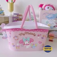 ราคา Sanrio My Melody ตะกร้าซักผ้าพร้อมที่จับ ตะกร้าเก็บของอเนกประสงค์ ตะกร้าเก็บมือขนาดเล็ก (53415073654)