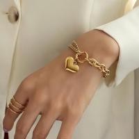 ราคา GOLD GOLD GOLD GOLD GOLDEN HEART CHARM BRACELET TITANIUM STEEL JEWELLERY GELANG TANGAN ANTI KARAT (56509533432)