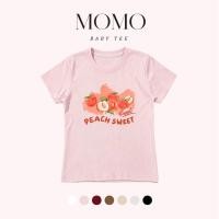 ราคา (พร้อมส่ง24ชม.) MOMO baby tee สีชมพู ลายลูกพีช Peach Sweet ฟีลสดใสคาเฟ่ ทรงเข้ารูป (43783640996)