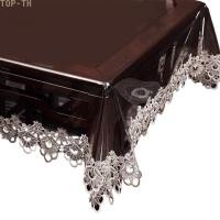 ราคา Clear PVC Table Cover Rectangular and Stylish with Lace Trim for Home Gatherings (43132534323)